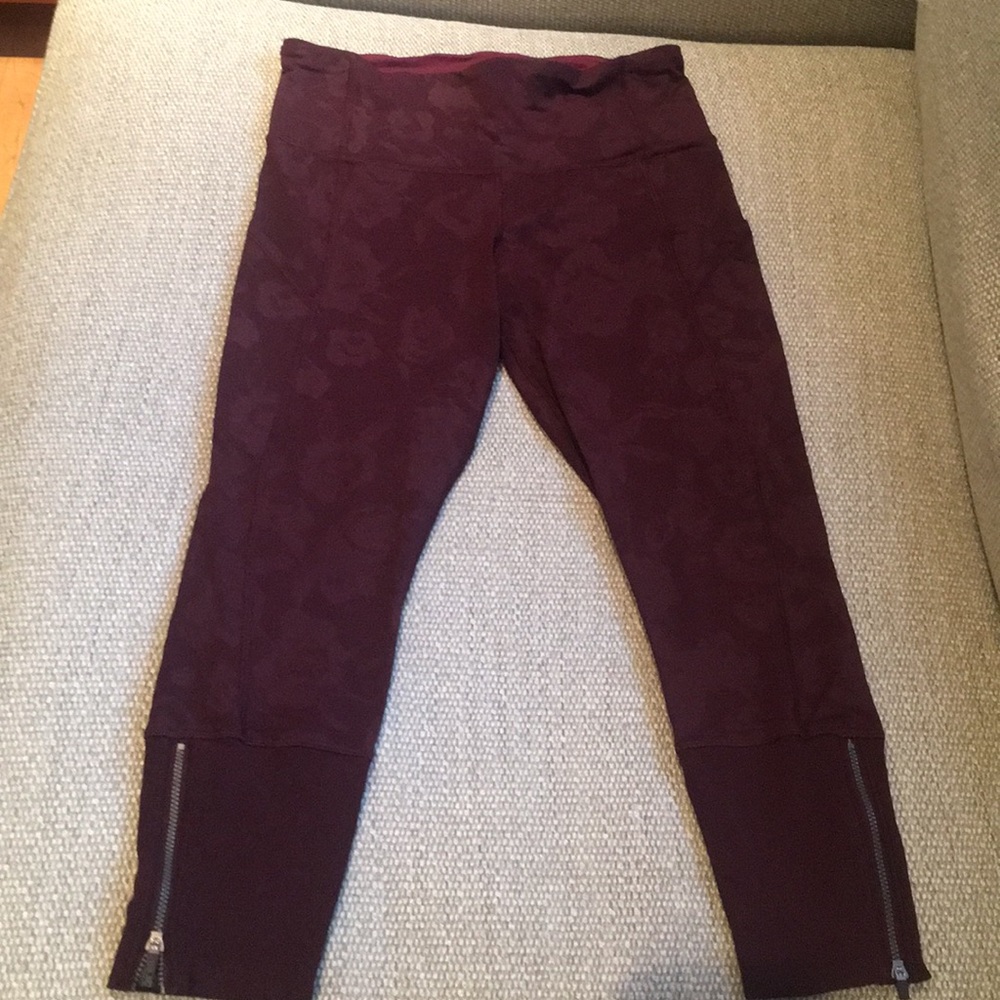 lululemon Burgundy Capri Zip-Leg Leggings